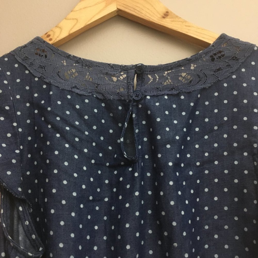 VTG Y2K dELiA*s Lace Cotton Blue & White Polka Dot Dress RARE Vintage Midi Mini - Picture 8 of 16